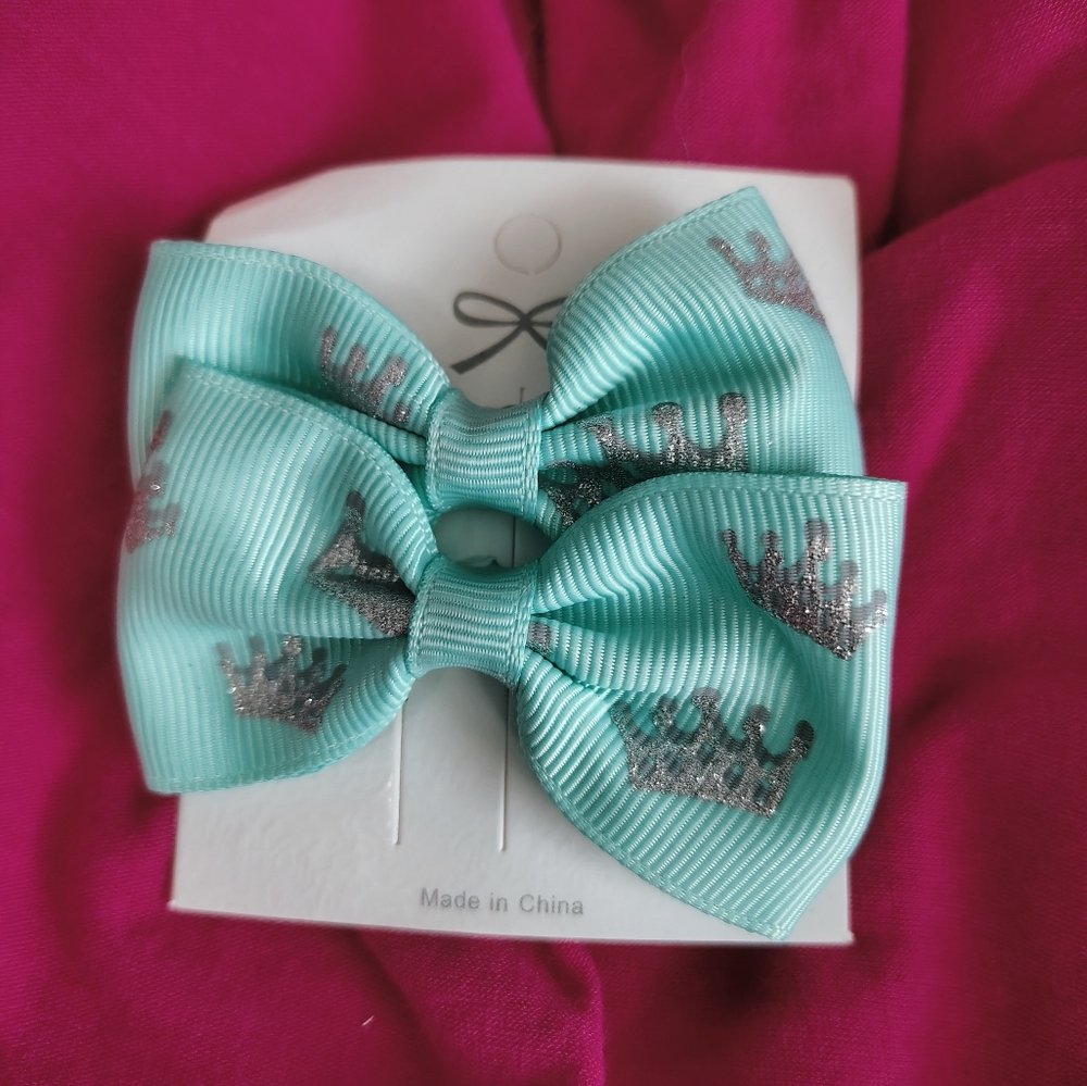 Aqua Crown Kids Hair Bow